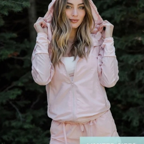 ZYIA Active Pink Blush Zip Up Bomber Athletic Adjustable Jacket Sz M - Picture 2 of 13